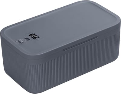 Afsluitbare opbergdoos, medicijndoos, reiskoffer, koelbox voor eten, medicijnen, snacks, afsluitbare doos voor mobiele apparaten, gevangenis, kantoor, thuis, school, kleine afsluitbare doos (grijsblauw) als vadergeschenk.