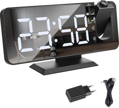 Projectiewekker met Projectieklok - USB-Aansluiting - LED Display - Instelbare Projectiehelderheid - Moderne Digitale Wekker - Slaapkamer Klok met Tijdprojectie - Handige Radiowekker met USB