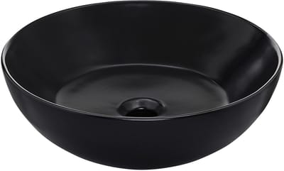 Schulte Wastafel Beco - 38 X 13cm - Rond Model - Met Overloop - Matzwart Keramiek