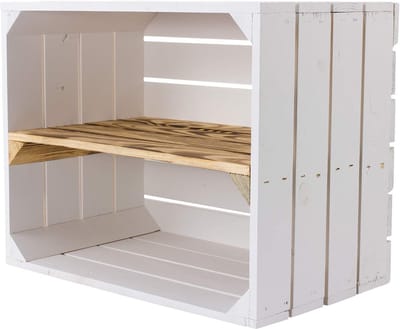 Set van 2 Houten Kisten met Plank - Middelgroot Opbergsysteem - Decoratief Houtkrat
