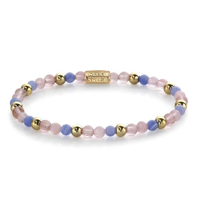 Rebel & Rose More Balls Than Most Pink Summer Vibes II - 4mm - yellow gold plated RR-40056-G-16,5 cm