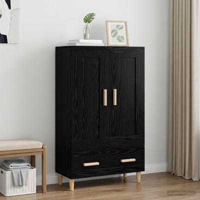vidaXL - Highboard - Zwart - eiken - 70 - x - 31 - x - 115 - cm - Bewerkt - hout