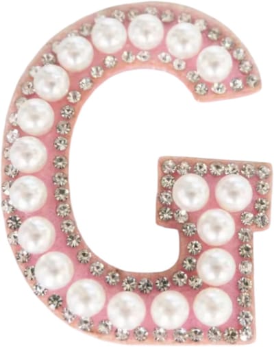 Strass Applicatie Alfabet Letter - 4,5 CM hoog - A t/m Z - Letter G - Roze met witte parels en stenen - Niet strijkbaar