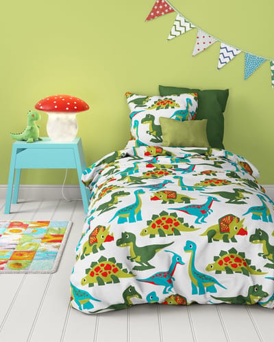 Mistral Home - DEKBEDOVERTREK - flanel - 140 x 200 cm + 65 x 65 cm - eenpersoons - tekening - groen - Voor kinderen