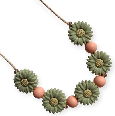 Kinderketting | Bijtketting | Daisy | Pistasche | Peach | Vanaf 3 jaar!