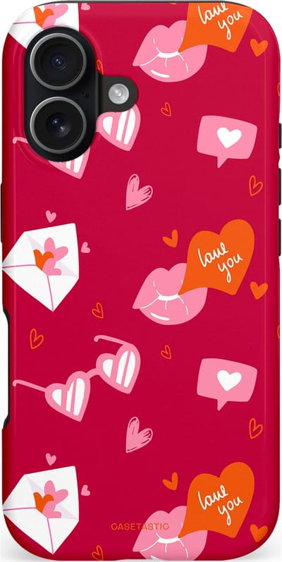 Casetastic hoesje geschikt voor Apple iPhone 17 - MagSafe - Dubbellaagse bescherming - Liefdesbrief - Fashion Case - Bordeaux Lichtroze
