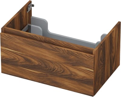 INK® wastafelonderkast 1 lade greeploos met houten keerlijst 70x45x35cm, noten