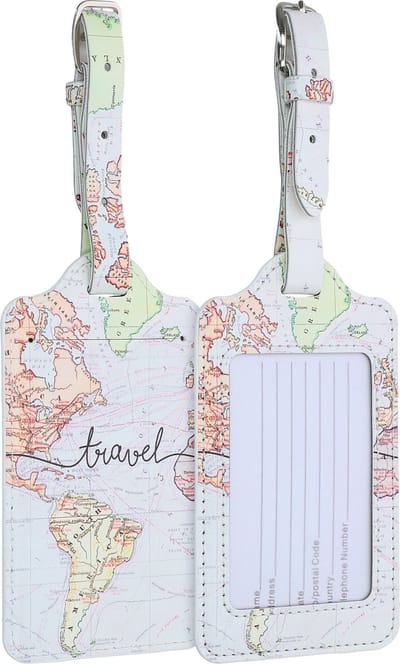 kwmobile 2x bagagelabel voor koffer - Bagagelabels van kunstleer - 11 x 7 cm - Set van 2 in zwart / meerkleurig