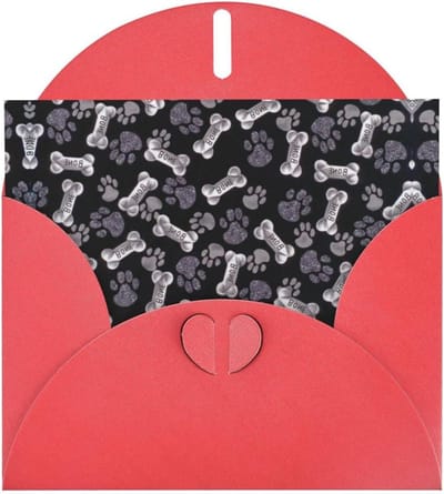 Wenskaarten - Groeten Kaarten - Berichten Versturen - Hondenpoot Print - 10 x 15 cm - Rood