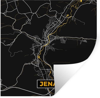 Muurstickers - Sticker Folie - Stadskaart – Kaart – Jena – Gold – Duitsland – Plattegrond - 100x100 cm - Plakfolie - Muurstickers Kinderkamer - Zelfklevend Behang XXL - Zelfklevend behangpapier - Stickerfolie