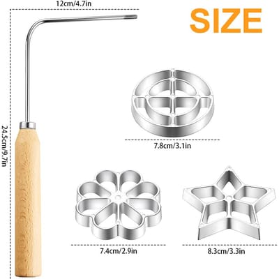 Moule à rosace en aluminium pour gaufres, en alliage, pour frire, snacks, entonnoir, pour biscuits, pour pâtisseries, avec poignée gris