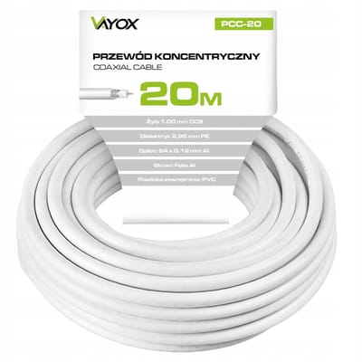 Bodex Vayox - Coaxkabel - 20m - RG6U - Wit