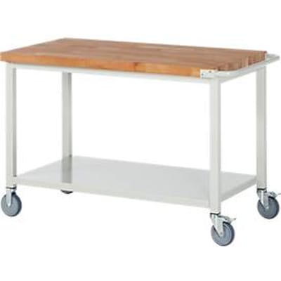 Werkbank serie 8000, verrijdbaar, plaatstalen legbord, B 1250 x D 700 x H 880 mm