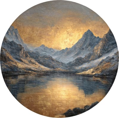 WC mat rond 70x70 cm - Antislip - Berglandschap met Gouden Zonsondergang - Toiletmat - Vloermat - Douchemat - Toilet tapijt - Toiletmatten