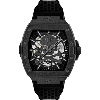 Philipp Plein The $Keleton Frosted PWJFA1125 Horloge - Siliconen - Zwart - Ø 44 mm