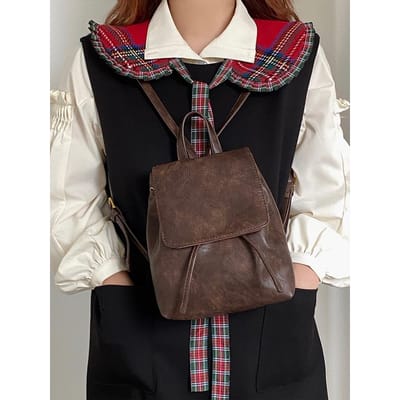 Studentenrugzakken, Kleine en Retro Bruine Tassen voor Lente en Zomer, Simpele, Artistieke en Veelzijdige Enkelschoudertassen voor Dames 19*20*10cm