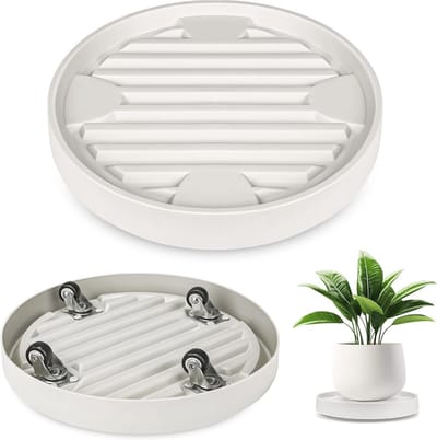Plant Caddy met Verborgen Wielen - 30 cm Plantenbak met Rolbasis - 360° Rolling Plantenstandaard - Zware Plantenwagen - Set van 2