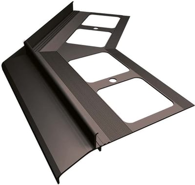 Renoplast® aluminium hoek 135° voor dakrandprofiel K30 grafiet | Afwerking van terrassen en balkons | Tegelvloeren op lijmmortel | Waterafvoersystemen hoekprofiel | bescherming tegen corrosie
