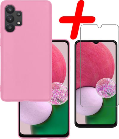 Hoesje Met Screenprotector - Geschikt voor Samsung Galaxy A13 4G - Sterk & Shockproof - Back Cover - Siliconen Case - Telefoon Hoes - Lichtroze