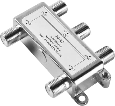 SAT splitter - Signaalverdeler - TV signaal splitsen - 4 uitgangen - 5-2400 MHz - Zilverkleurig