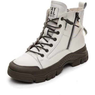 Echt lederen schoenen Dames Hoge sneakers Mode Damesschoenen Cool Street Jonge damesschoenen 35 grijs