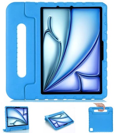 Solidenz Kinder Hoes - Geschikt voor iPad Air 11 inch (M4 / M3 / M2) en iPad Pro 11 inch (M5 2025 / M4 2024) - Shockproof Kinderhoes - Kindvriendelijk Hoesje - Blauw