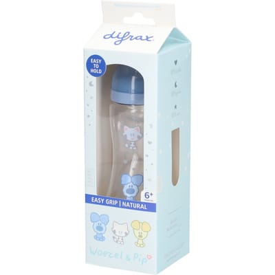 Difrax Handgreep Baby fles 240 ml Natural - Anti-Colic - Woezel & Pip - 1 stuk