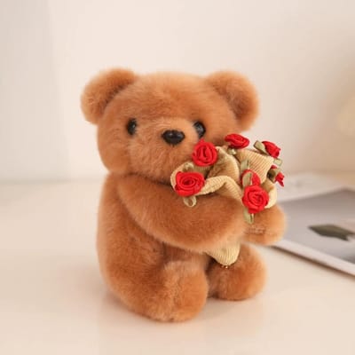 15cm Romantische Rozenbeer Zacht Bloemen Vasthoudende Beer Schattig Met Bloemenkleed Paard Knuffeldier Boeket Konijn Pop Cadeau brown