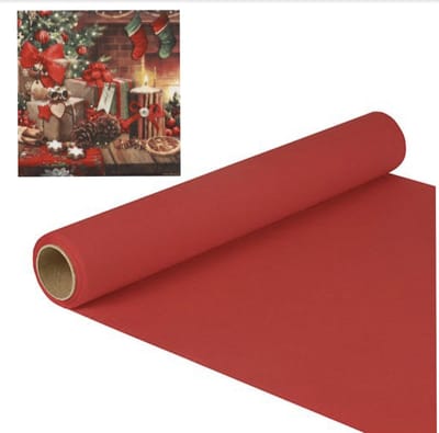 Tafelloper papier "ROYAL Collection" 5 m x 40 cm rood (1 rol) en 20 x Kerst Servetten "Cozy Christmas" 33x33cm 3 Laags / Papieren kerstservetten - Papieren wegwerpservetten