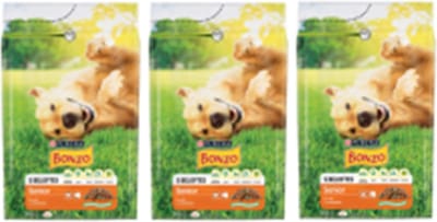 3x Bonzo (Friskies) Droog Senior Kip en Groenten - Hondenvoeding - 3kg