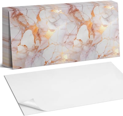 Coloray Plaktegels - Elegant marmer met aderen Zelfklevende Wandtegels - 40 cm x 20 cm - Wit Plaktegels - 10 stuks - Rechthoek PVC Tegels - Plaktegels Badkamer - Vloertegels Zelfklevend - Vinyl Tegels - Portugese Tegels