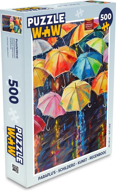 Puzzel Paraplu's - Schilderij - Kunst - Regenboog - Legpuzzel - Puzzel 500 stukjes