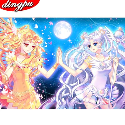 5d Diy Diamant Schilderij Anime Prinses Kruissteek Volledige Diamant Borduurwerk Kits Kunst Foto Diamant Mozaïek Huisdecoratie 20X30CM lichtblauwe kleur