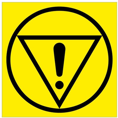 Waarschuwingssticker emergency stop 100 mm