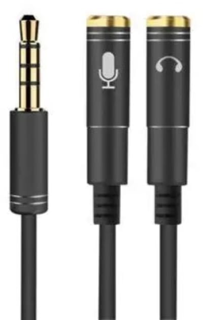 Audio Splitter - 3,5 mm Aux naar 2x Jack Female - Splitter Koptelefoon Aux Splitter - 1 Male to 2 Female (Stereo en Microfoon) - Zwart