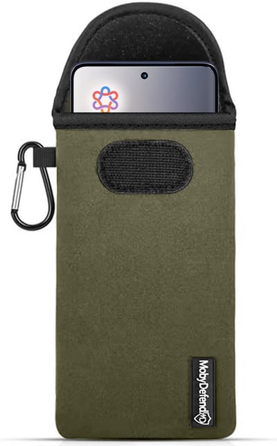 MobyDefend Hoesje - Geschikt voor Motorola Edge 60 / Motorola Edge 60 Fusion - Neopreen Pouch Met Karabijnhaak - Insteek - Riemlus - Groen