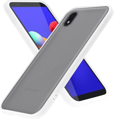 Cadorabo Hoesje geschikt voor Samsung Galaxy A01 CORE in Mat Transparant - Hybride beschermhoes met TPU siliconen Case Cover binnenkant en matte plastic achterkant