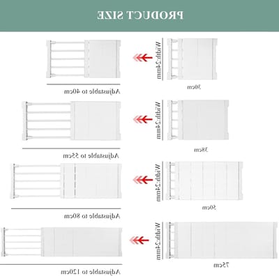 Verstelbare Organisator voor Kledingkast, DIY Scheidingswanden voor Kleding, Badkamer en Keuken, 9.5" Breedte (50-80 cm) met Gemakkelijke Installatie en Ruimtebesparend Ontwerp