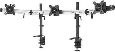 SAVI® Monitorarm 3 schermen - Muurbeugel - Klemdoorvoertule - Zwart - 144cm x 15cm x 53cm