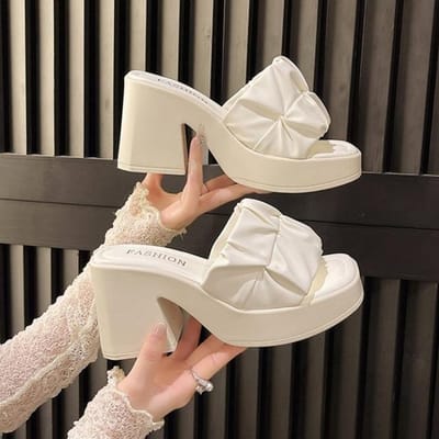 Dames Schoenen in de Aanbieding Mode Vierkante Neus Anti-kreukel Dames Slippers Zomer Hoge Hak Casual Dames Vismond Schoenen 41