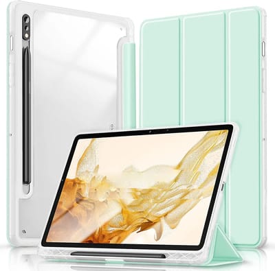 Hoesje geschikt voor Samsung Galaxy Tab S7 Plus 12.4 inch SM-T970 Tab S7+ Tablet Hoes Tri Fold Case Smart Cover