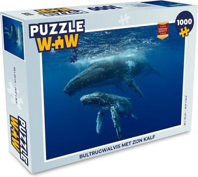 Puzzel Bultrugwalvis met zijn kalf - Legpuzzel - Puzzel 1000 stukjes volwassenen