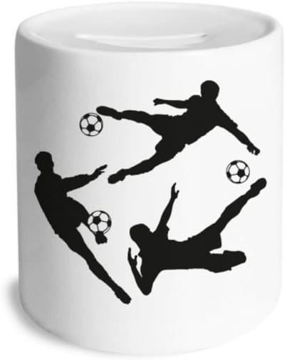 Voetbal Spaarpot - Muntbank Kinderen - Geld Besparen - Verwijderbare Rubberen Stop - 9 cm Hoog - Multicolor