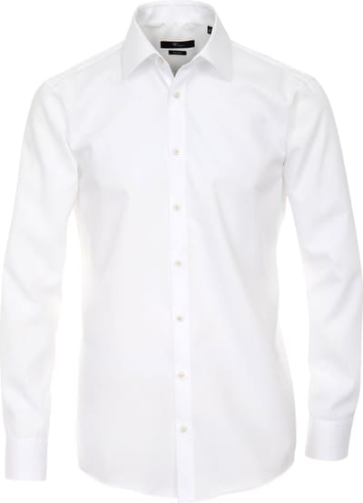 VENTI modern fit overhemd - wit - Strijkvrij - Boordmaat: 39