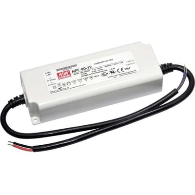 MEAN WELL NPF-90D-12 LED-driver, LED-transformator Constante spanning, Constante stroomsterkte 90 W 7.5 A 6 - 12 V/DC Dimbaar, PFC-schakeling,