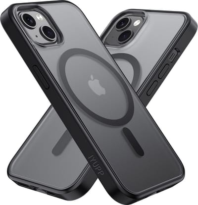 IYUPP Hoesje Geschikt voor iPhone 12 mini Hoesje - Geschikt voor MagSafe - Shockproof Back Cover - Mat Zwart Transparant