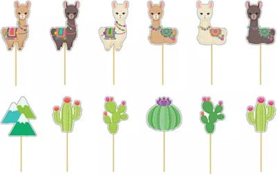 Akyol - Llama prikkers - Alpaca prikkers - cocktailprikkers -verjaardag prikker -cup cake prikker llama - Lama - Dieren - cake - taart -cocktail prikker -cocktailprikker alpaca – dier -verjaardag topper – thema paarden 12 stuks