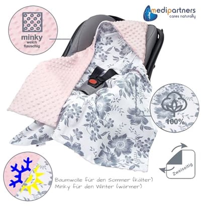 Katoenen Capuchondeken 85x85cm | Dubbelzijdige Knuffeldeken voor Kinderwagen en Autostoel