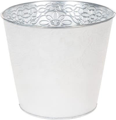 Metalen plantenbak, pastelwit, Ø16cm H14cm