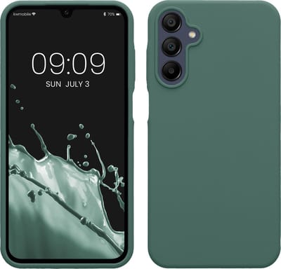 kwmobile telefoonhoesje geschikt voor Samsung Galaxy A15 5G - Hoesje met siliconen coating - Smartphone case in dennengroen